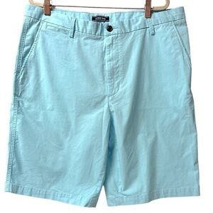 Lands End Chino Shorts Mens Size 37‎ Blue Flat Front Traditional Fit (1360)